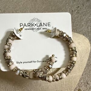 Park Lane Beige and Gold Beaded Hoops